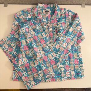 Joe Boxer Sugar Skulls Women L 2-Piece Flannel Pajama Sleep Set Y2K 2010 NWOT
